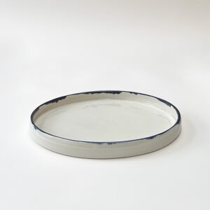 Large Dinner Plate - Straight Walled - With blue edge